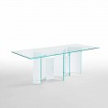 Modern Dining Table in Extra-clear or Smoked Glass Made in Italy - Random