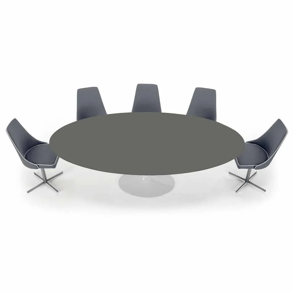 Oval Dining Table with Luxury Made in Italy Fenix Top - Dollars Viadurini