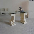 Dining table with Vicenza natural stone base and crystal top Aracne