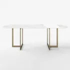 Oval Dining Table in Porcelain Stoneware and Metal Made in Italy - Emilio Viadurini