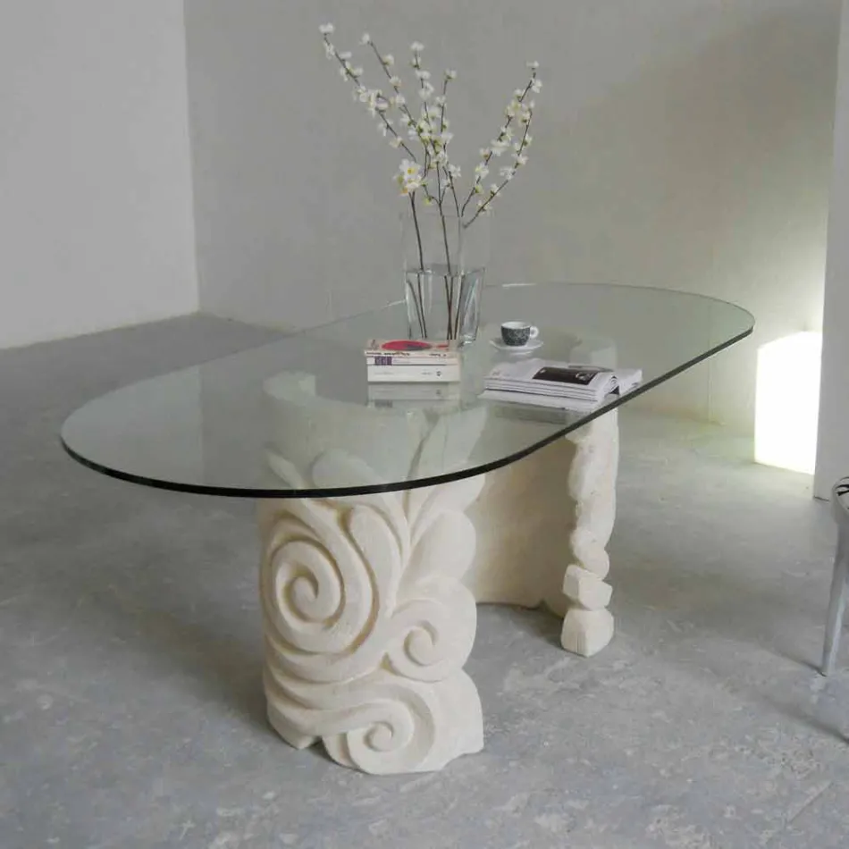 Contemporary oval dining table and modern design crystal Aden Viadurini