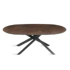 Oval Dining Table in Oak Veneer and Black Metal Base - Domo Viadurini