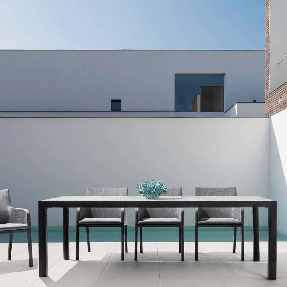 Outdoor Dining Table in Ceramic and Aluminum, Homemotion - Salem Viadurini