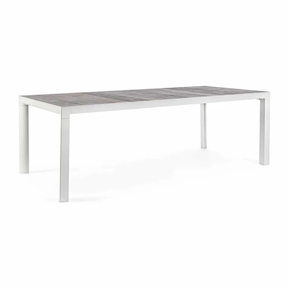 Outdoor Dining Table in Ceramic and Aluminum, Homemotion - Salem Viadurini