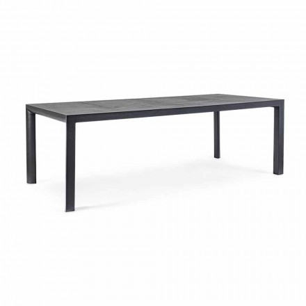 Outdoor Dining Table in Ceramic and Aluminum, Homemotion - Salem Viadurini