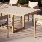 Garden Dining Table in Iroko Wood and Stoneware Made in Italy - Bresson Viadurini