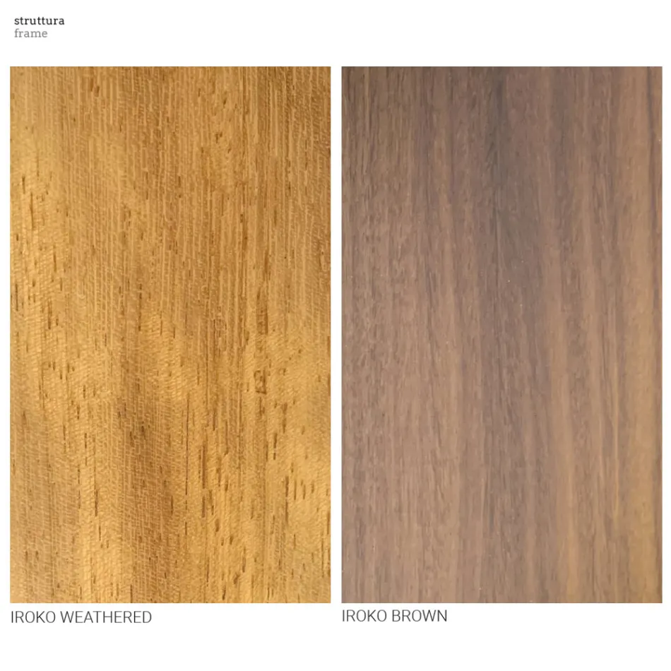 Garden Dining Table in Iroko Wood and Stoneware Made in Italy - Bresson Viadurini