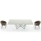 Dining Table Top in Laminam and Base in Steel Made in Italy - Ezzellino Viadurini