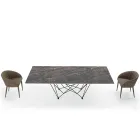Dining Table Top in Laminam and Base in Steel Made in Italy - Ezzellino Viadurini