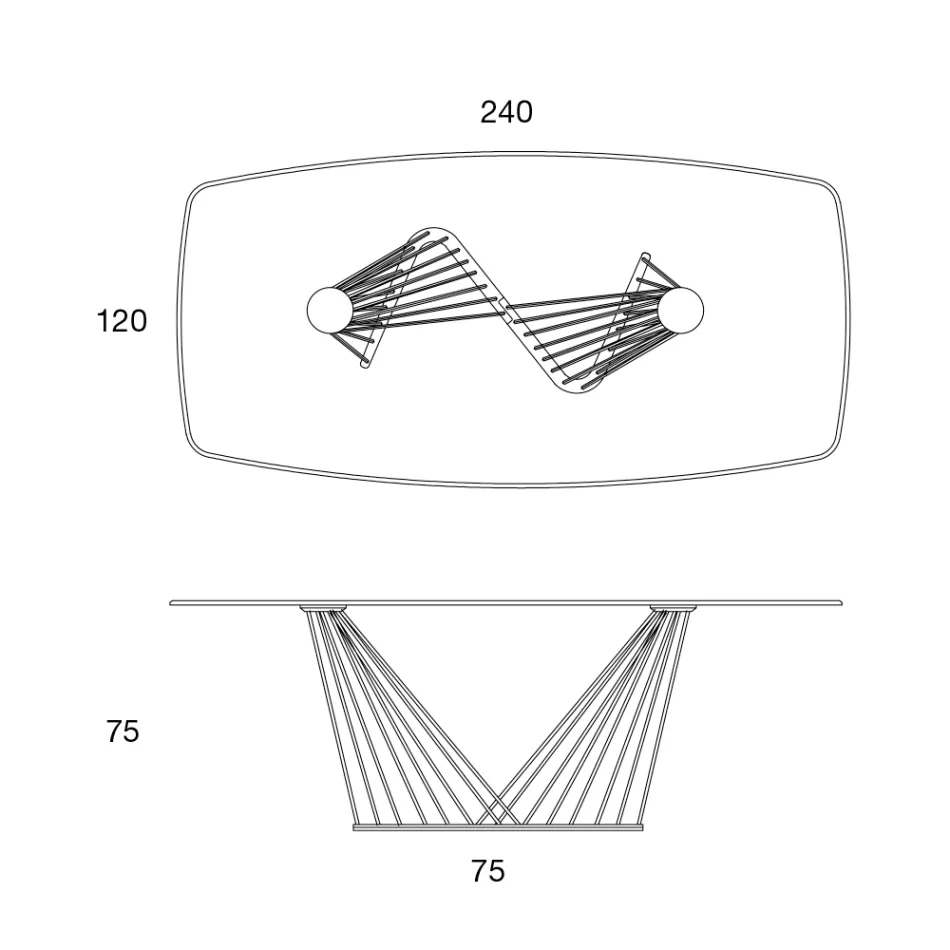 Dining Table Glass Top and Metal Ropes Base 2 Sizes - Alariko Viadurini