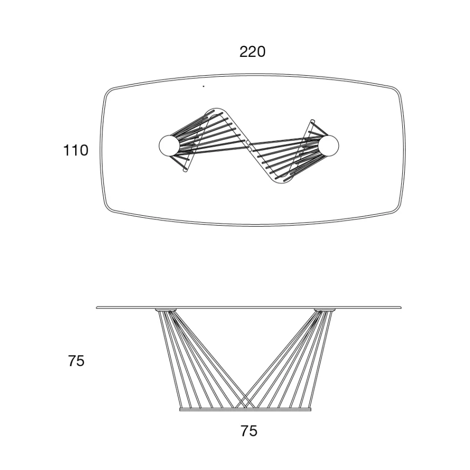 Dining Table Glass Top and Metal Ropes Base 2 Sizes - Alariko Viadurini
