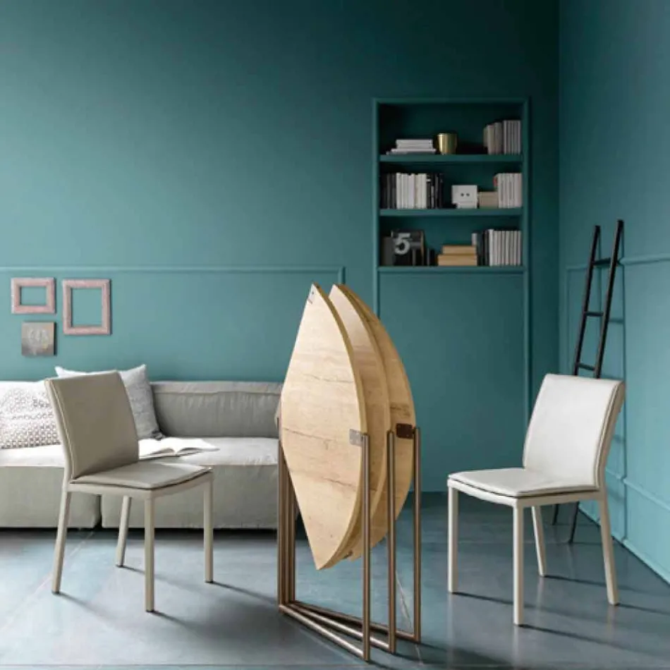 Modern Folding Dining Table in Wood and Metal Made in Italy - Menelao Viadurini