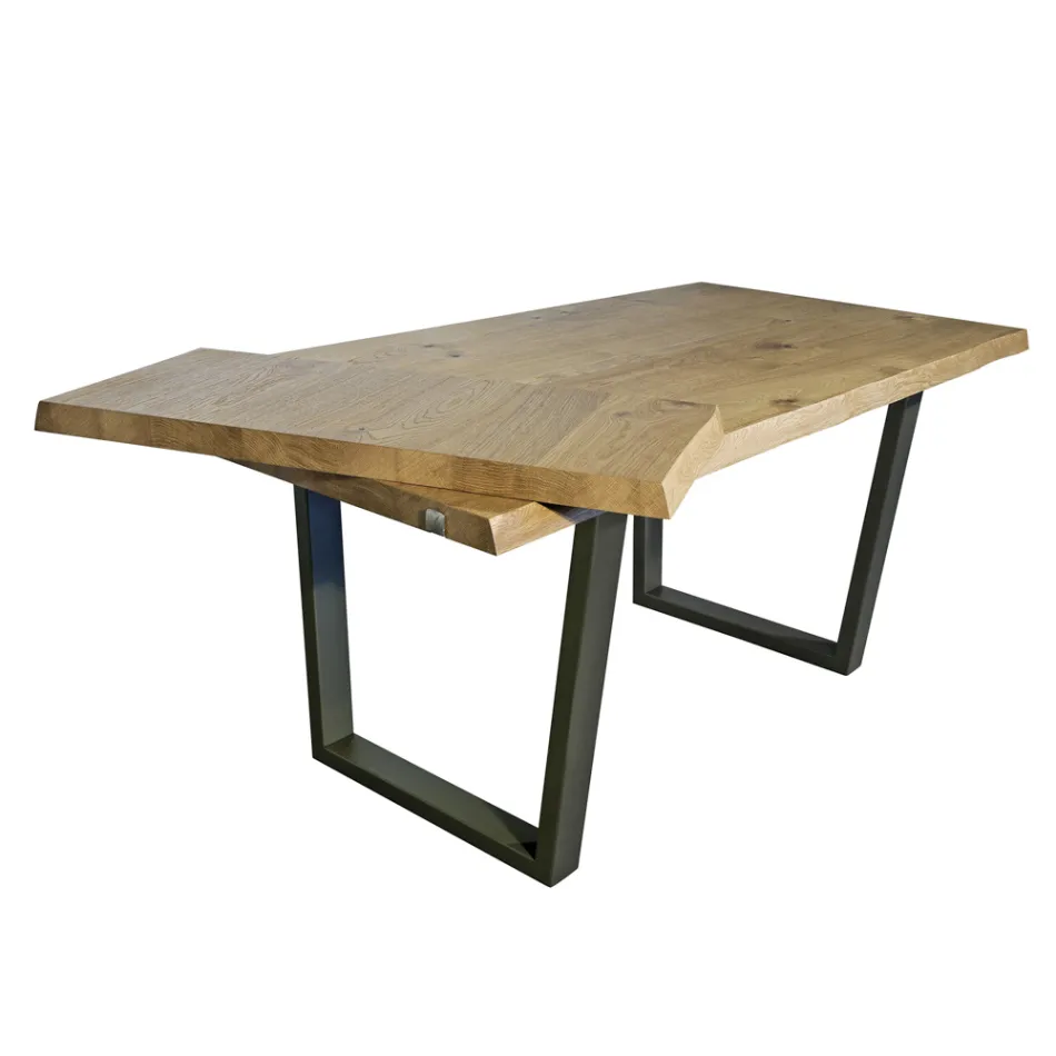 Dining Table Plated in Masellato Knotted Oak Made in Italy - Pilar Viadurini