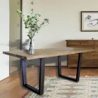 Dining Table Plated in Masellato Knotted Oak Made in Italy - Pilar Viadurini