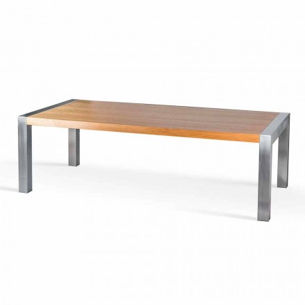 Rectangular dining table in oak wood and Frodo steel Viadurini