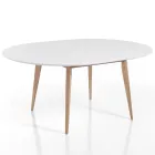 Round Dining Table Extendable Up to 160 cm in Mdf and Wood - Ciacco Viadurini