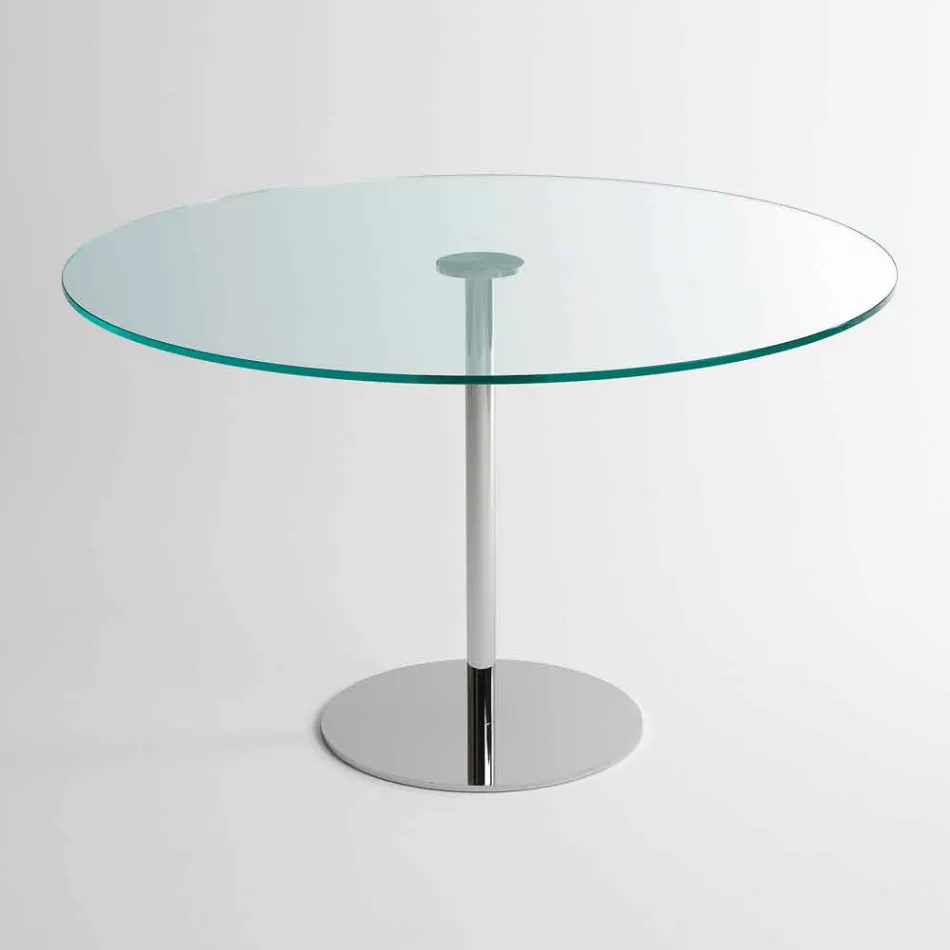 Round Dining Table with Extralight Glass Top Made in Italy - Dolce Viadurini