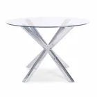 Homemotion Round Dining Table with Tempered Glass Top - Denda Viadurini