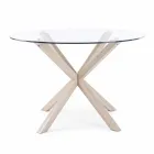 Homemotion Round Dining Table with Tempered Glass Top - Denda Viadurini
