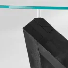 Round wood dining table with glass top Bao, modern design Viadurini