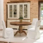 Round Dining Table in Recycled Tropical Wood with Central Base - Slide Viadurini