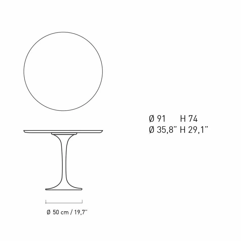 Round Dining Table in Marble and Painted Aluminum Made in Italy - Superb Viadurini