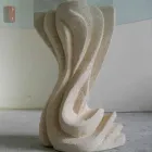 Round stone dining table with crystal top Cadmo Viadurini