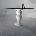 Round dining table made of crystal and Vicenza natural stone Edipo