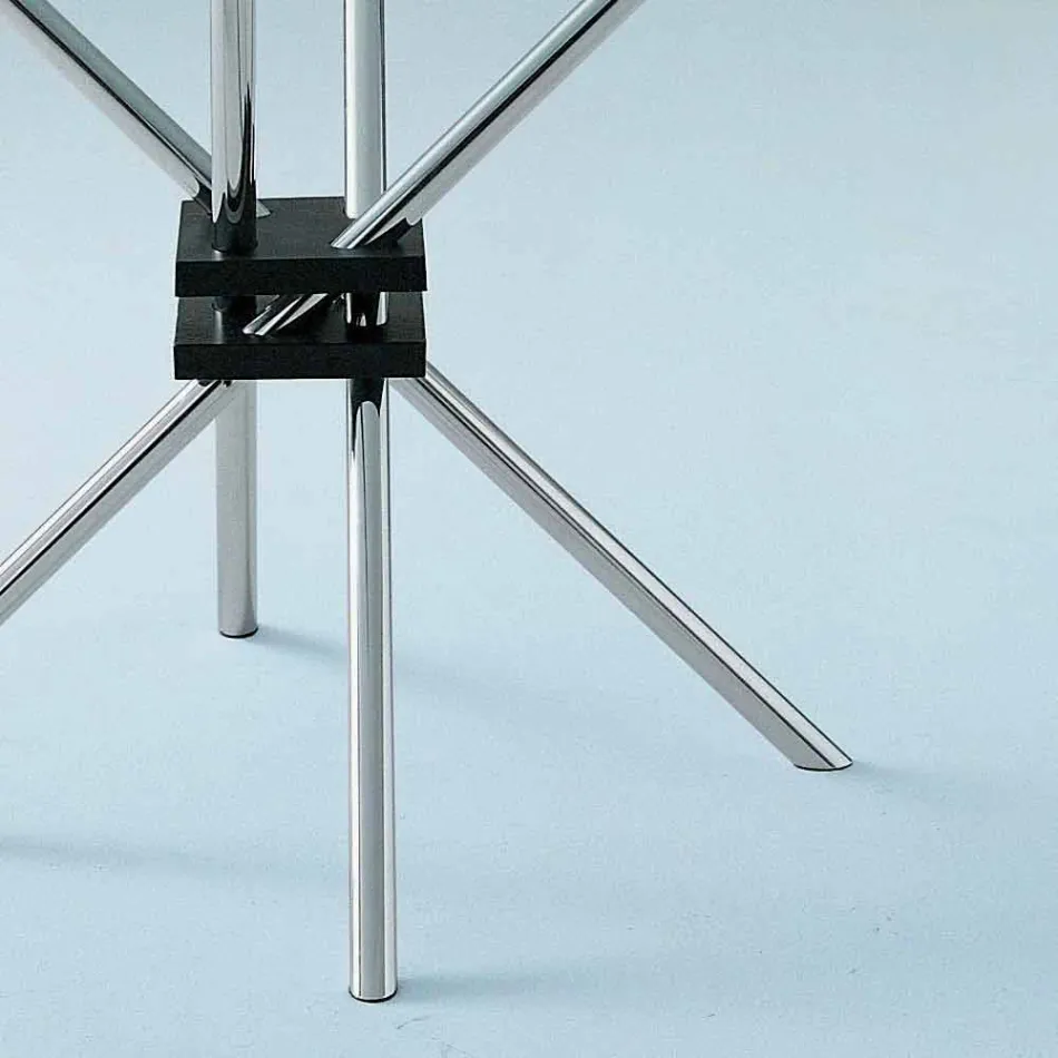 Round Dining Table in Tempered Glass and Steel Made in Italy - Trebbiano Viadurini