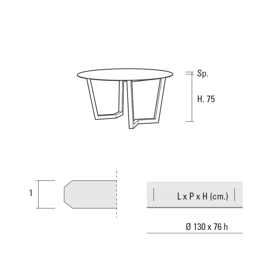 Round Dining Table Metal and Laminated Hpl Made in Italy - Bastiano Viadurini