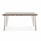Industrial Style Dining Table with Top in Mdf and Glass Homemotion - Brasil Viadurini