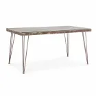 Industrial Style Dining Table with Top in Mdf and Glass Homemotion - Brasil Viadurini