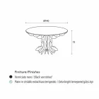 Cassia round dining table, black wooden top and crystal top Viadurini