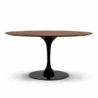 Round Dining Table with Fine Veneered Top Made in Italy - Dollars Viadurini
