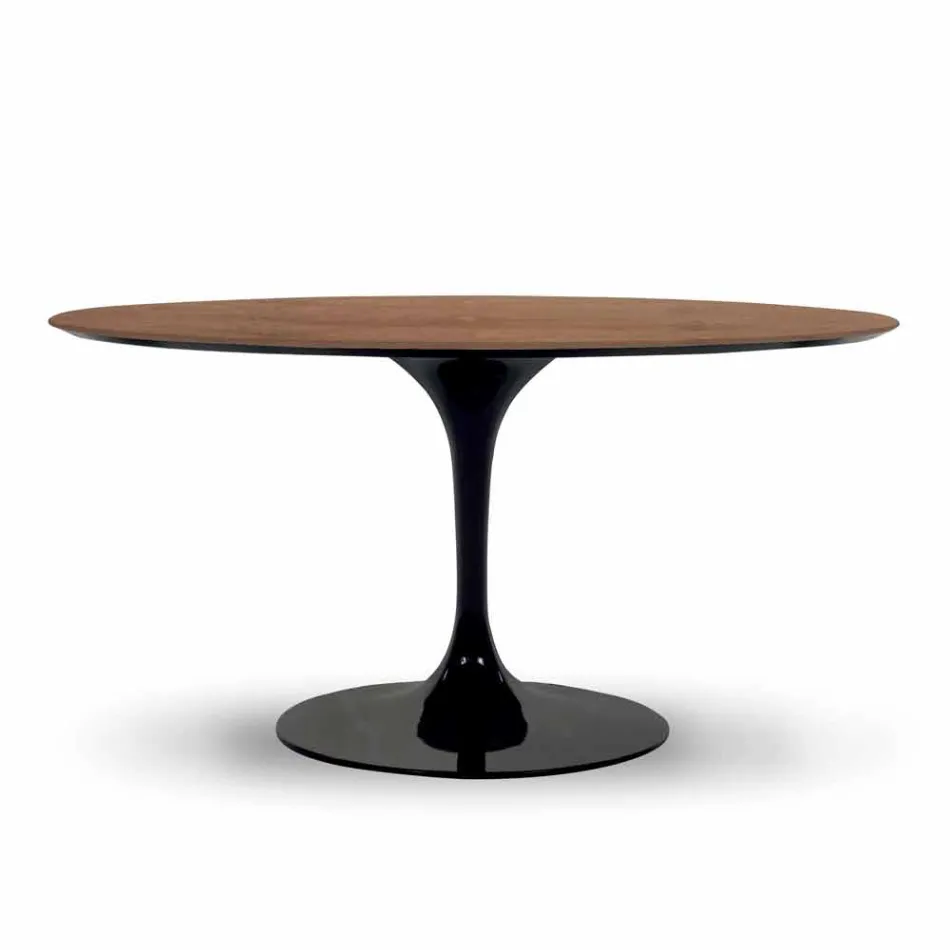Round Dining Table with Fine Veneered Top Made in Italy - Dollars Viadurini