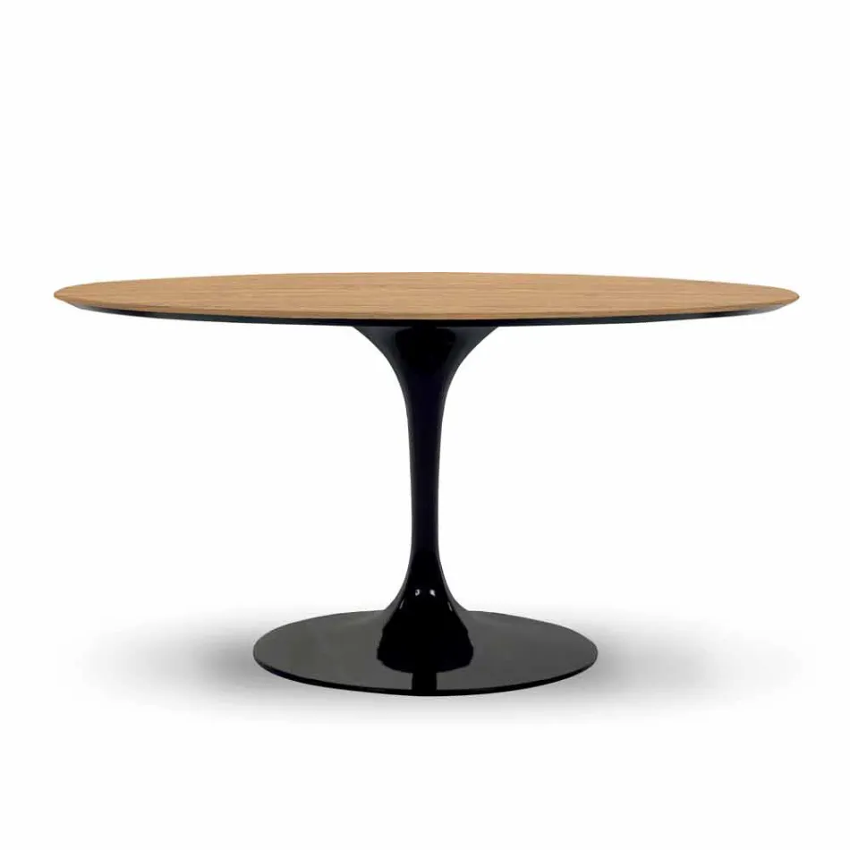 Round Dining Table with Fine Veneered Top Made in Italy - Dollars Viadurini