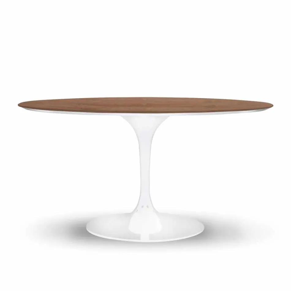Round Dining Table with Fine Veneered Top Made in Italy - Dollars Viadurini
