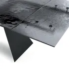 160x90 Living Room Table with Transparent Hammered Glass Top - Martello Viadurini