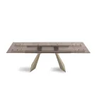 160x90 Living Room Table with Transparent Hammered Glass Top - Martello Viadurini