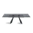 160x90 Living Room Table with Transparent Hammered Glass Top - Martello Viadurini