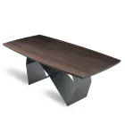 Living Room Table 200x100 in Oak Veneer and Metal - Cross Viadurini