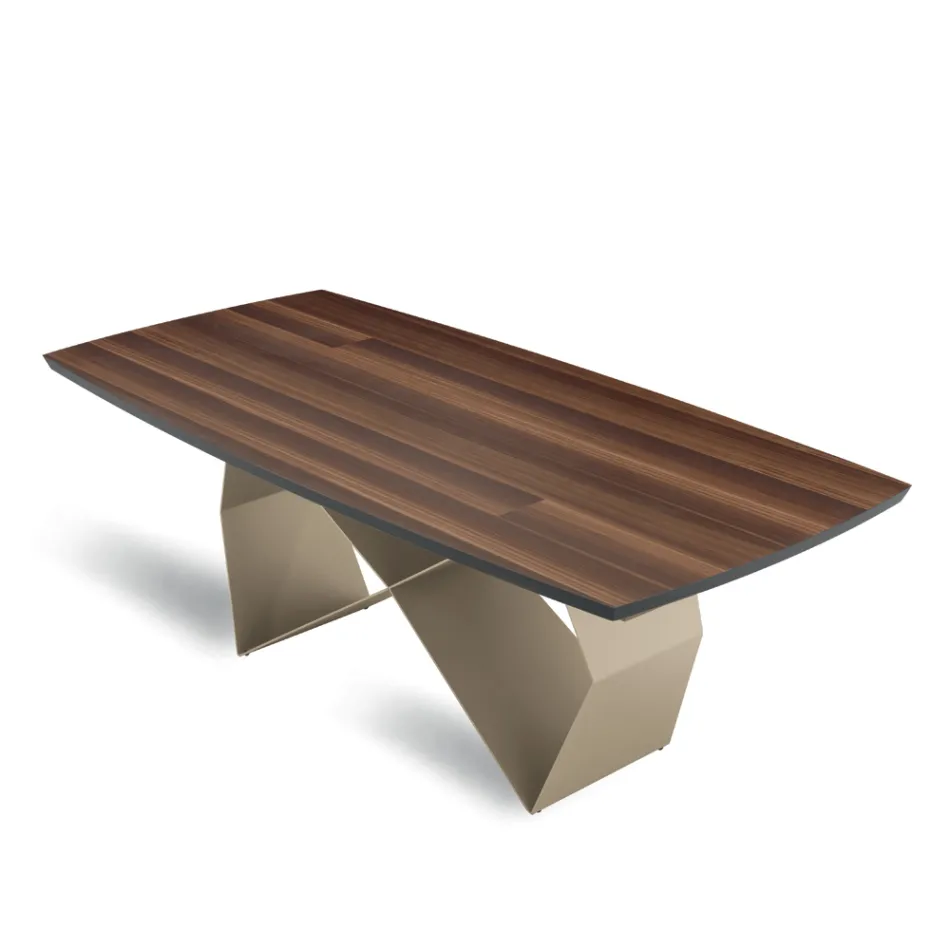 Living Room Table 200x100 in Oak Veneer and Metal - Cross Viadurini