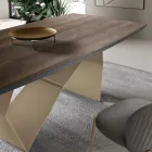 Living Room Table 200x100 in Oak Veneer and Metal - Cross Viadurini
