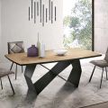 Living Room Table 200x100 in Oak Veneer and Metal - Cross
