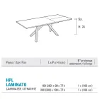 Extendable Living Room Table 260 or 300 cm in Metal and HPL - Borgo Viadurini