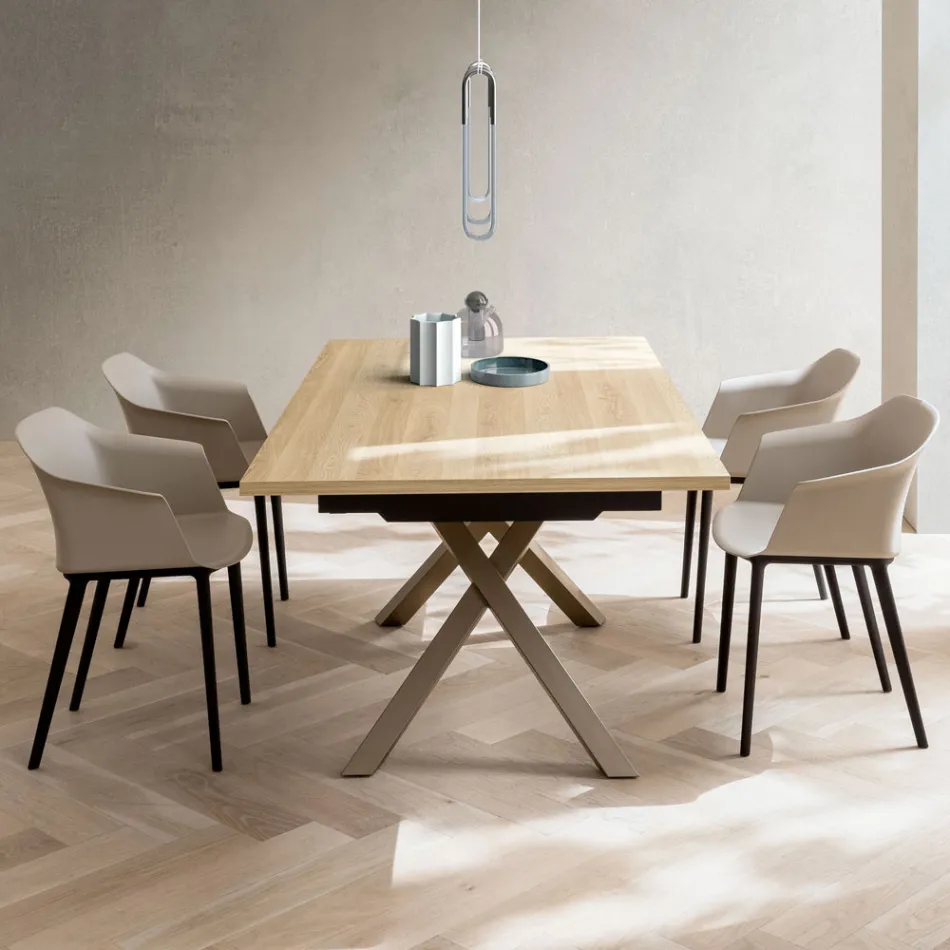 Extendable Living Room Table 260 or 300 cm in Metal and HPL - Borgo Viadurini