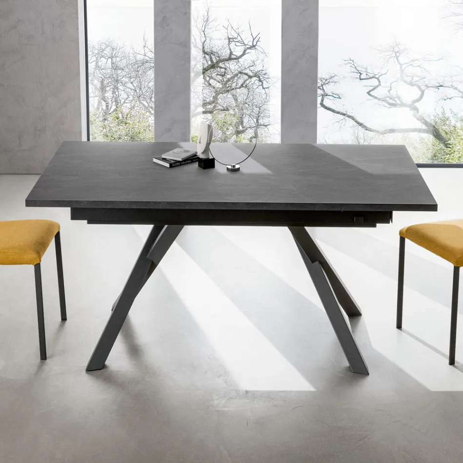 Extendable Living Room Table 260 or 300 cm in Metal and HPL - Borgo Viadurini