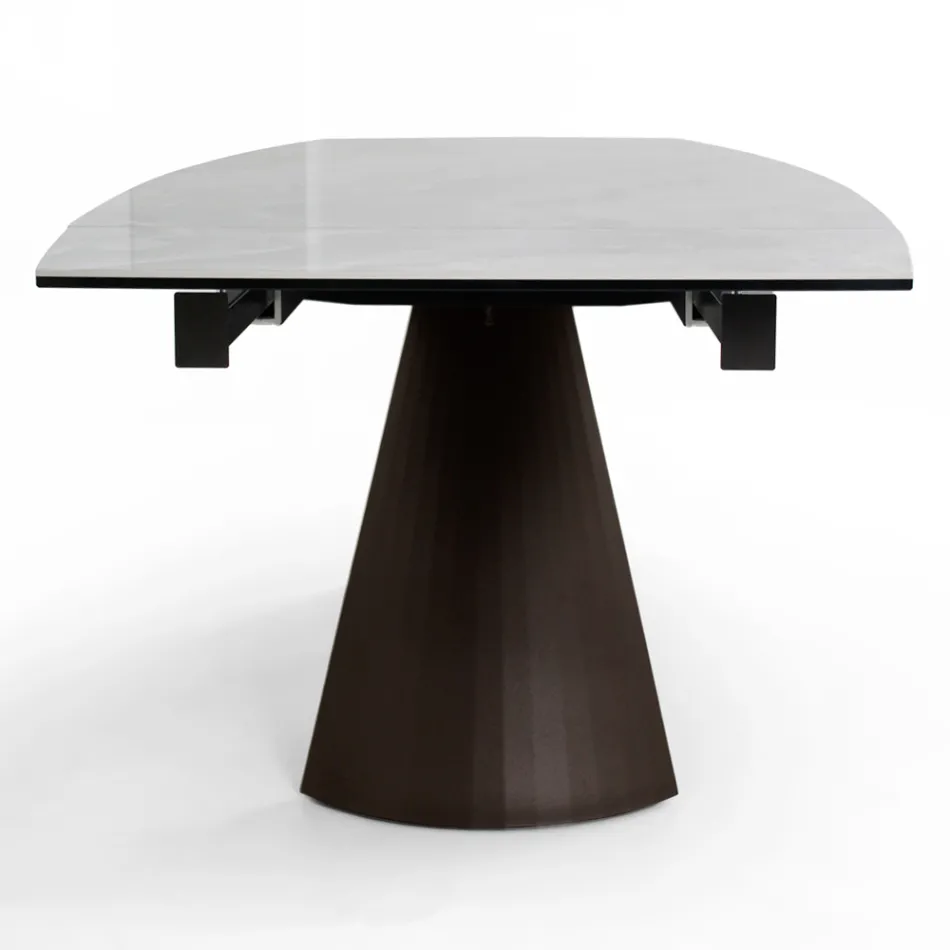 Extendable Living Room Table with Barrel-Shaped Top in Ceramic Made in Italy - Glasses Viadurini