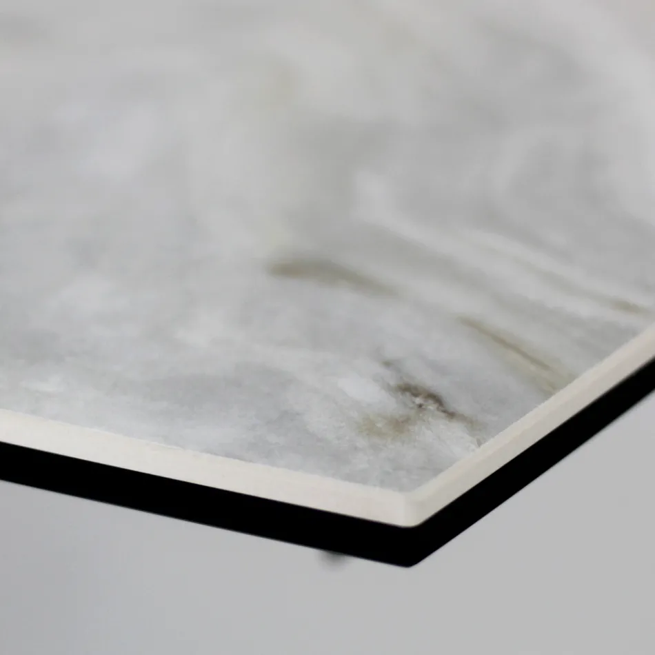 Extendable Living Room Table with Barrel-Shaped Top in Ceramic Made in Italy - Glasses Viadurini