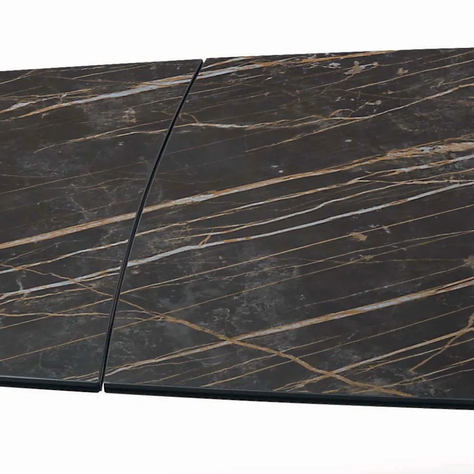 Extendable Living Room Table with Barrel-Shaped Top in Ceramic Made in Italy - Glasses Viadurini